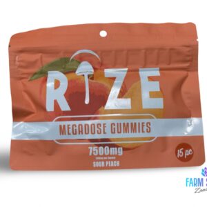 Rize Megadose gummies Sour Peach 7500mg 15pc 500mg per gummy